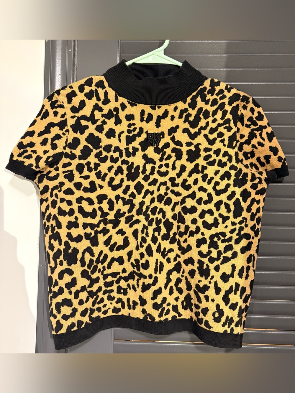 DKNY Brown and Black Leopard Jacquard Sweater